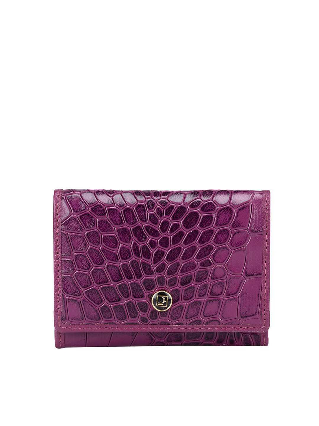

Da Milano Unisex Textured Leather Two Fold Wallet, Purple