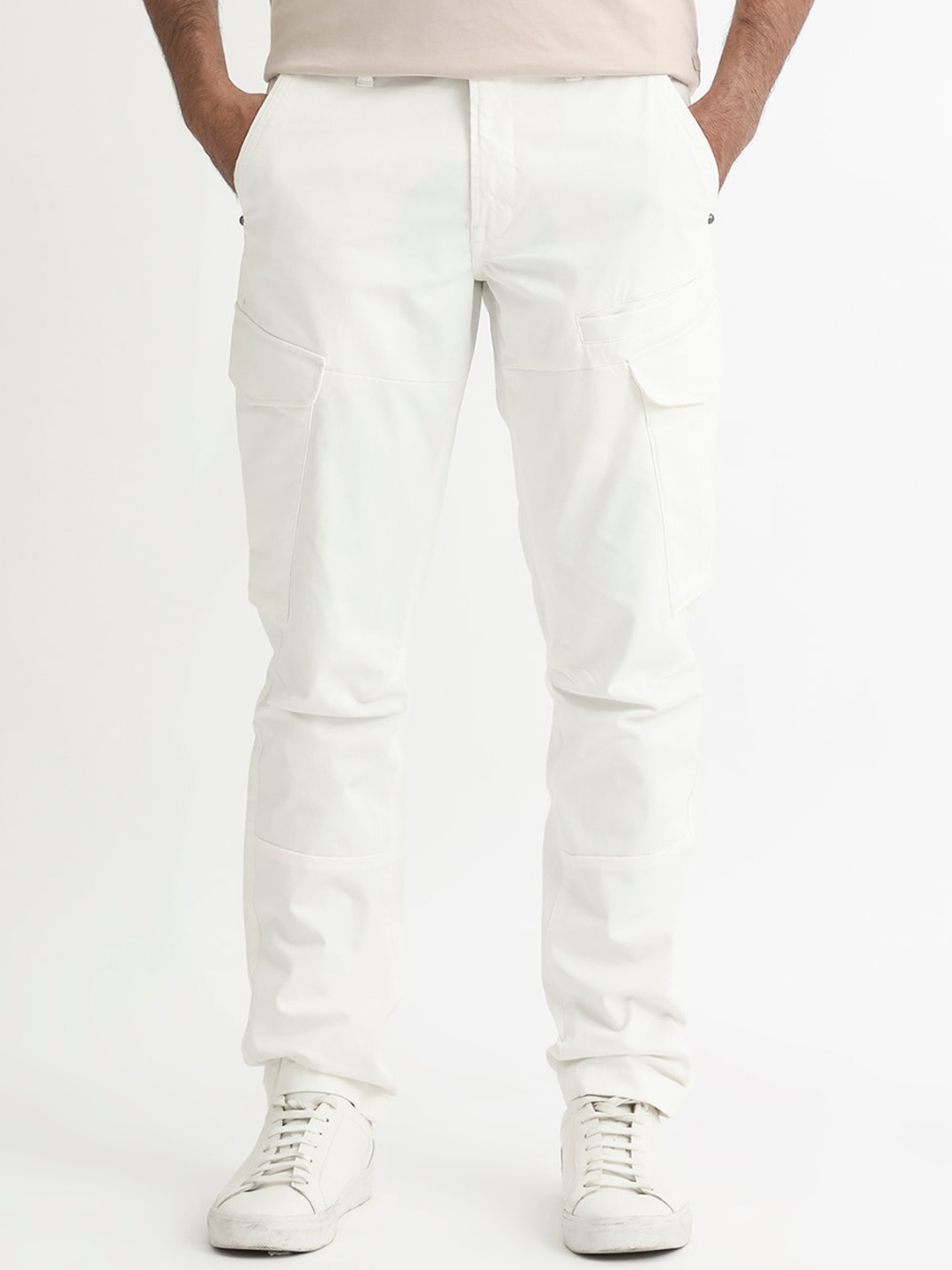 

RARE RABBIT Cidar Mid-Rise Slim Fit Cargo Trouser, White