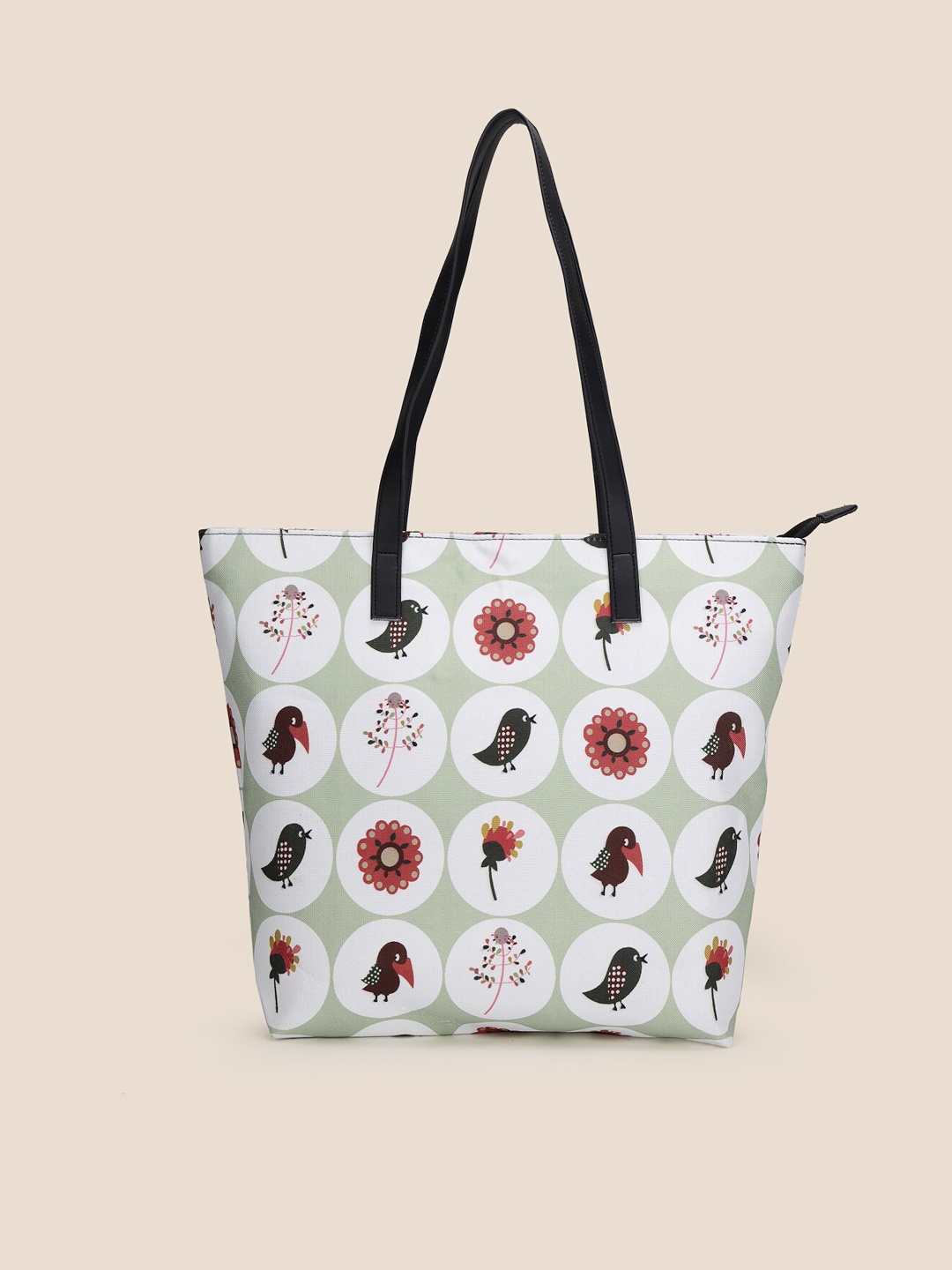 

Anouk Floral Printed Structured Hobo Bag, Green