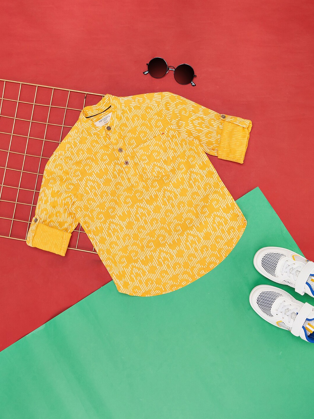 

Pantaloons Junior Boys Ethnic Motifs Printed Cotton Casual Shirt, Yellow