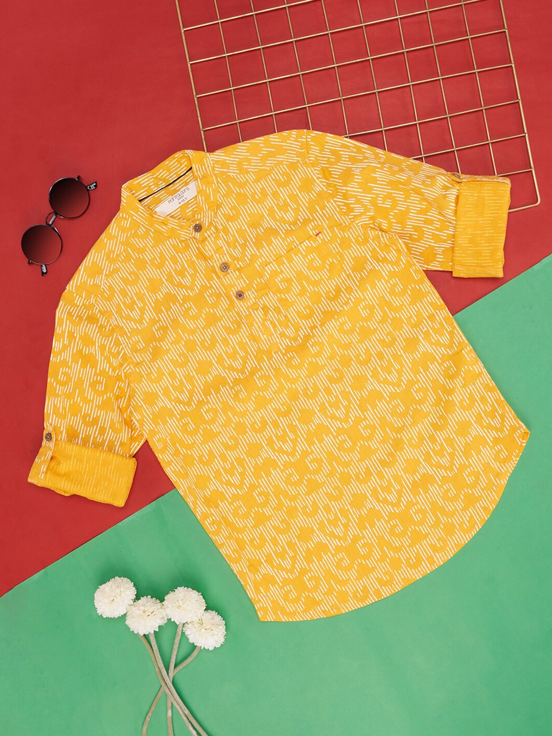 

Pantaloons Junior Boys Ethnic Motifs Printed Cotton Casual Shirt, Yellow