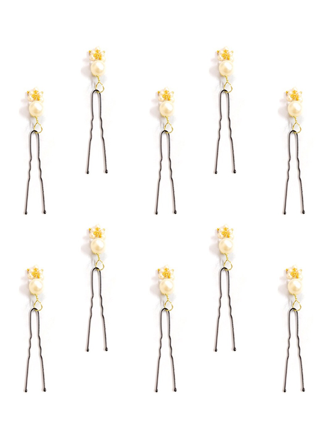 

Hair Flare Women White Embellished U Pins