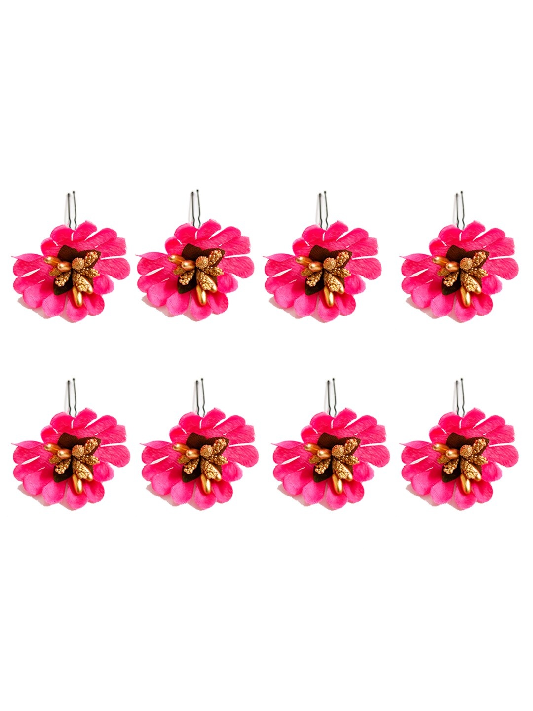 

Hair Flare Set Of 8 Embellished U Pins, Pink