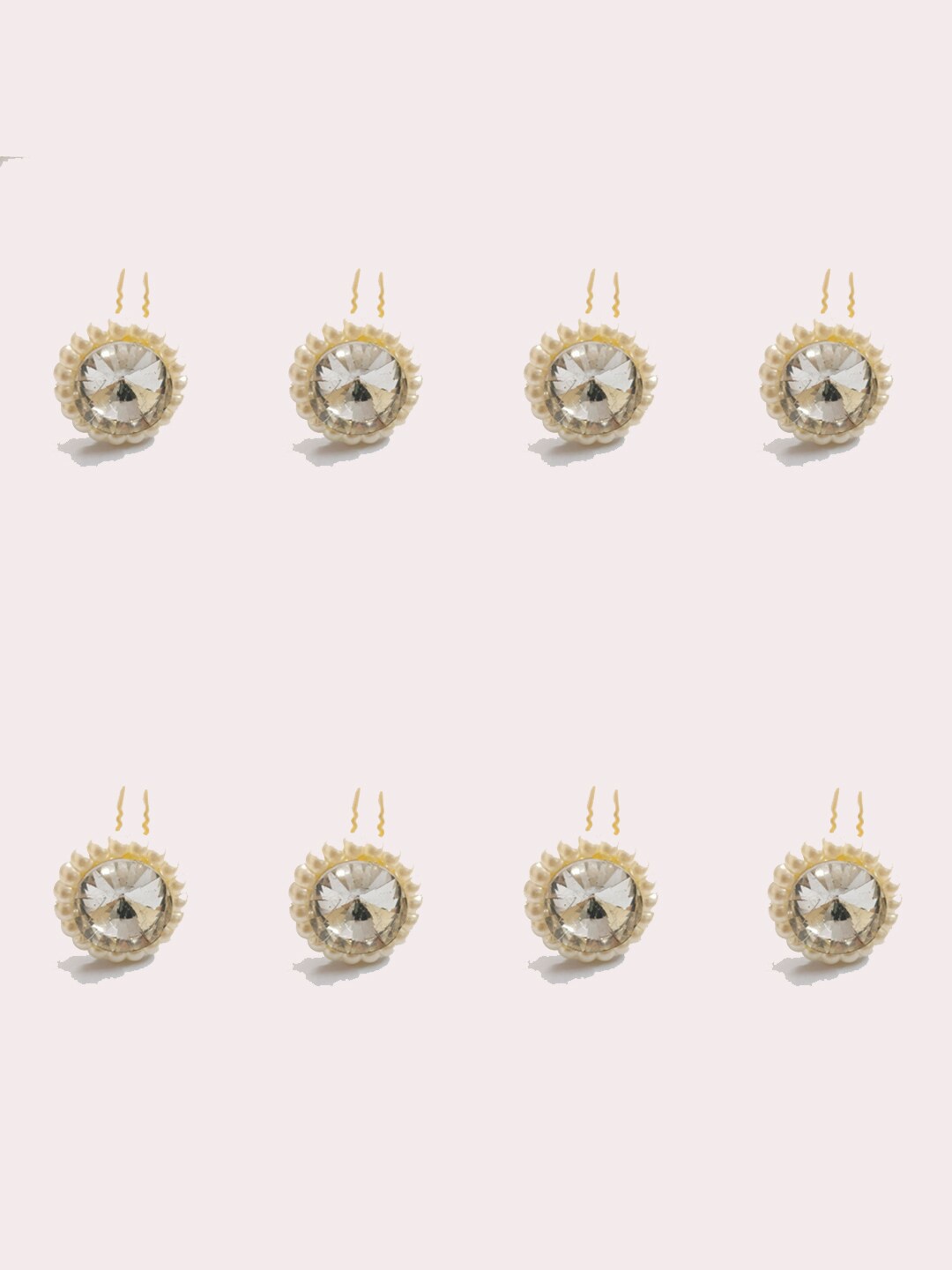 

Hair Flare Set Of 8 Embellished U Pins, White