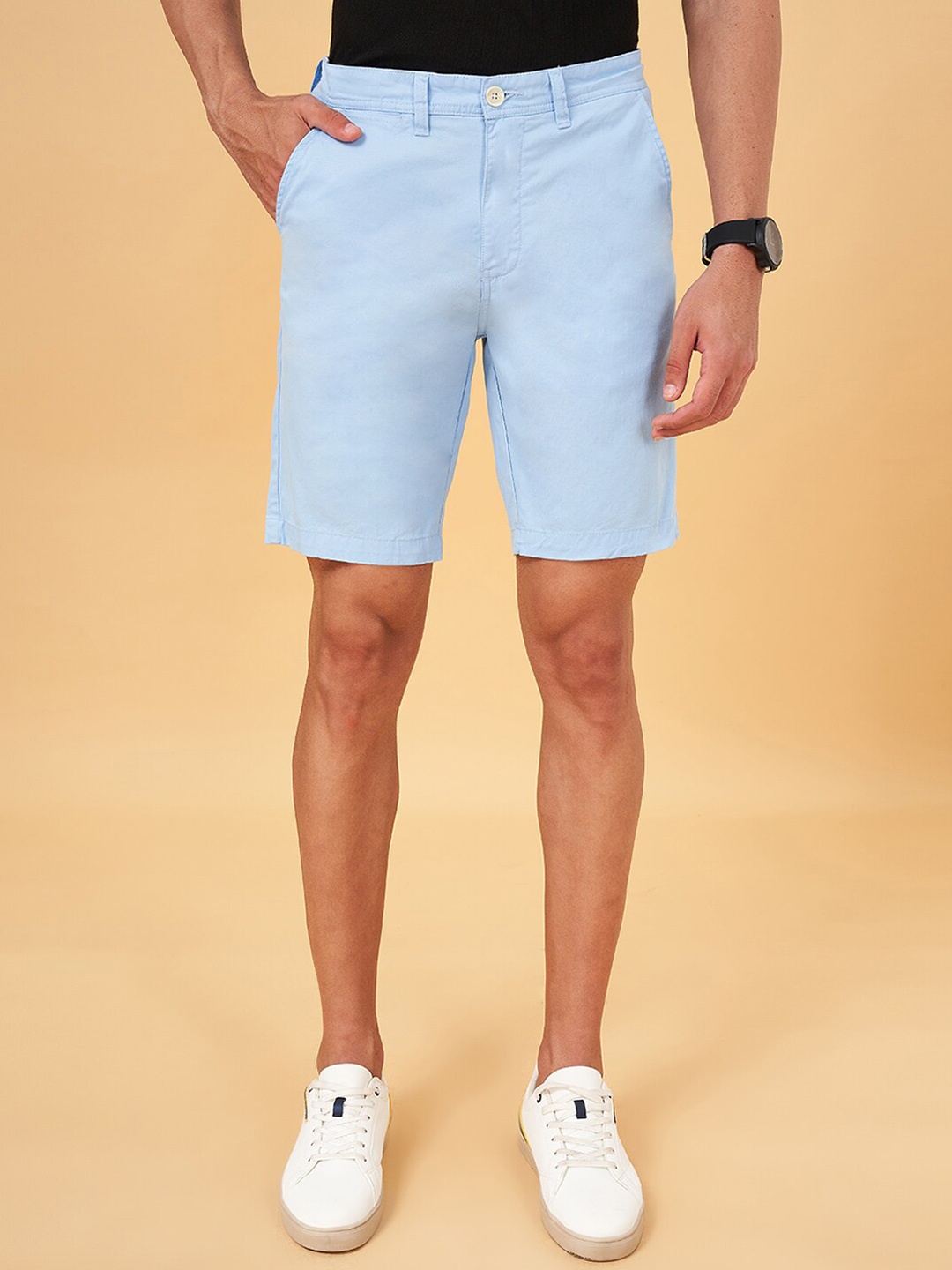 

BYFORD by Pantaloons Men Slim Fit Mid Rise Shorts, Blue