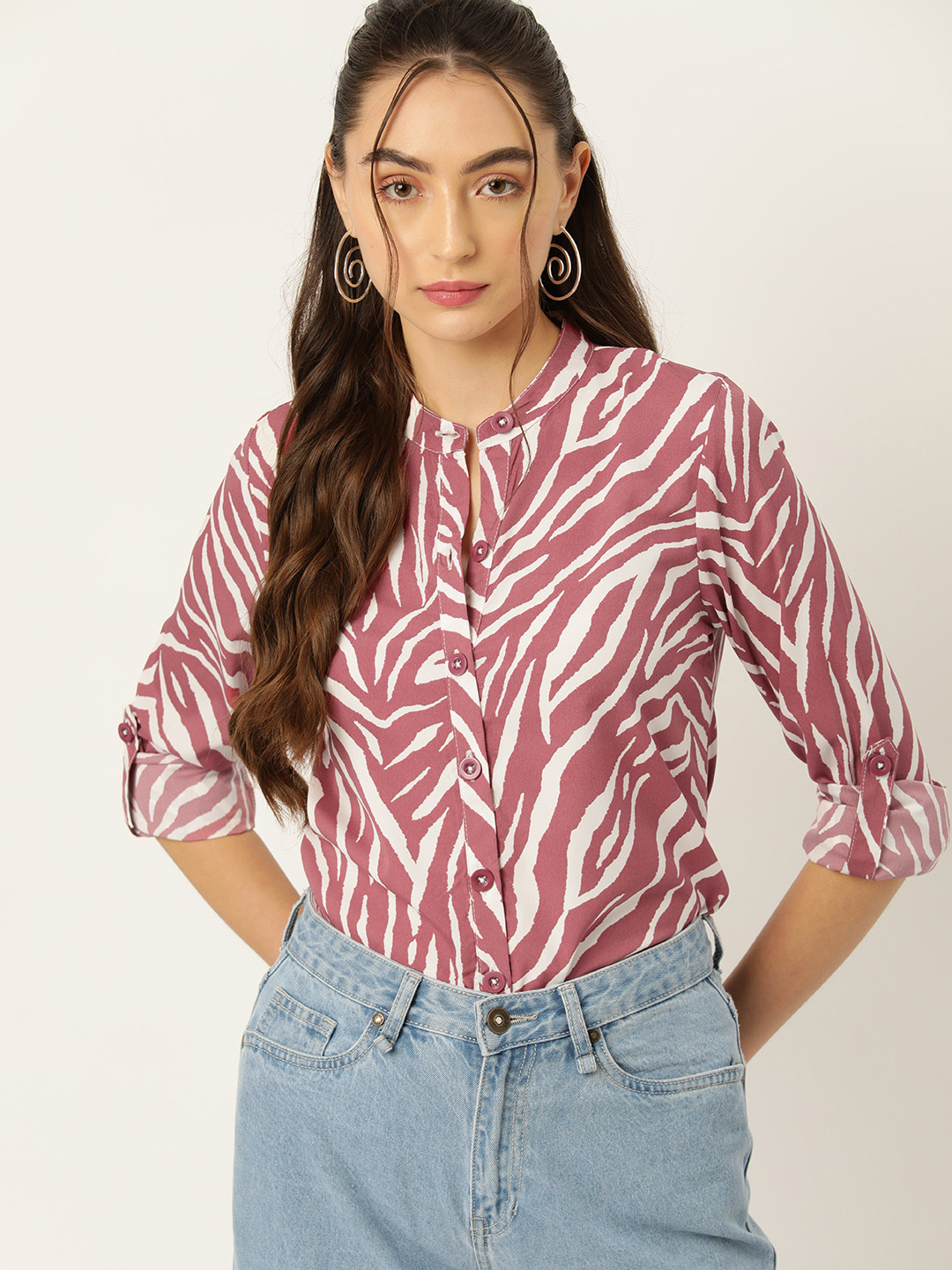

DressBerry Women Printed Casual Shirt, Mauve