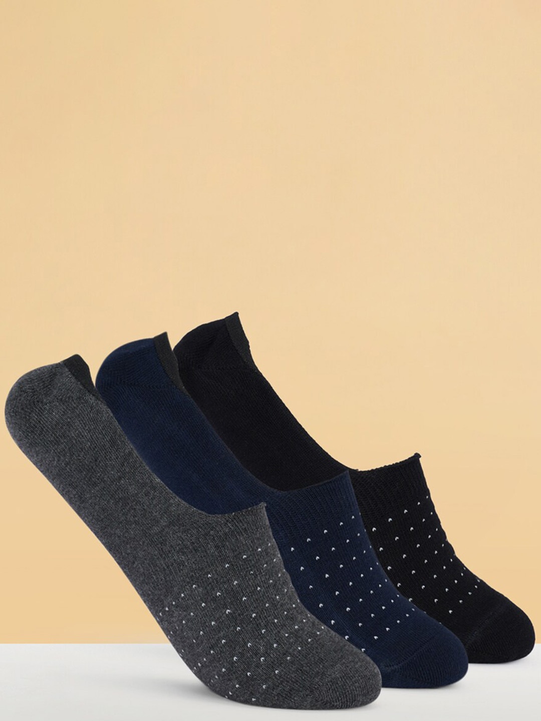 

Ajile by Pantaloons Men Pack Of 3 Micro Ditsy Patterned Shoe Liners, Navy blue