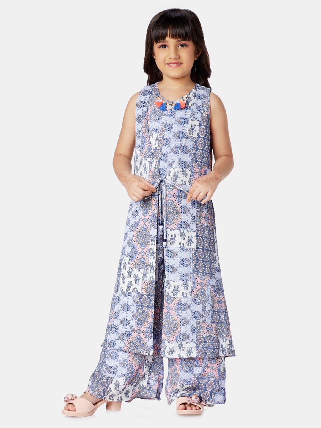

Peppermint Girls Ethnic Motifs Printed Basic Jumpsuit, Blue