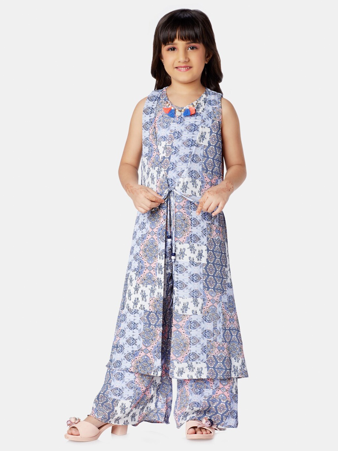 

Peppermint Girls Printed Basic Jumpsuit, Blue