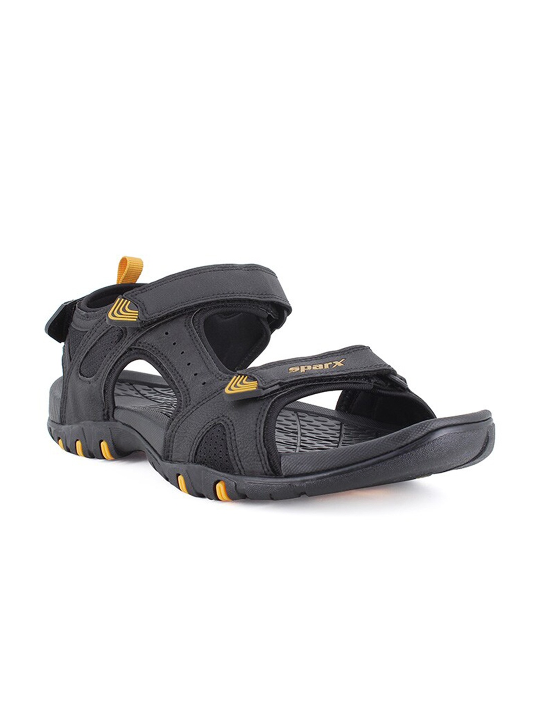 

Sparx Men Textured Sports Sandals With Velcro Closure, Black