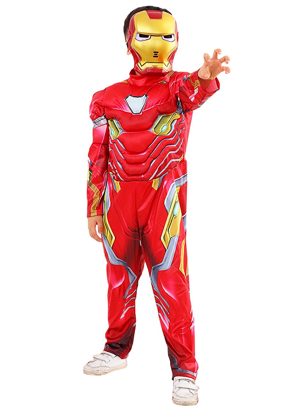 

JENNA Kids-Boys Ironman Printed T-shirt & Trousers With Mask, Red