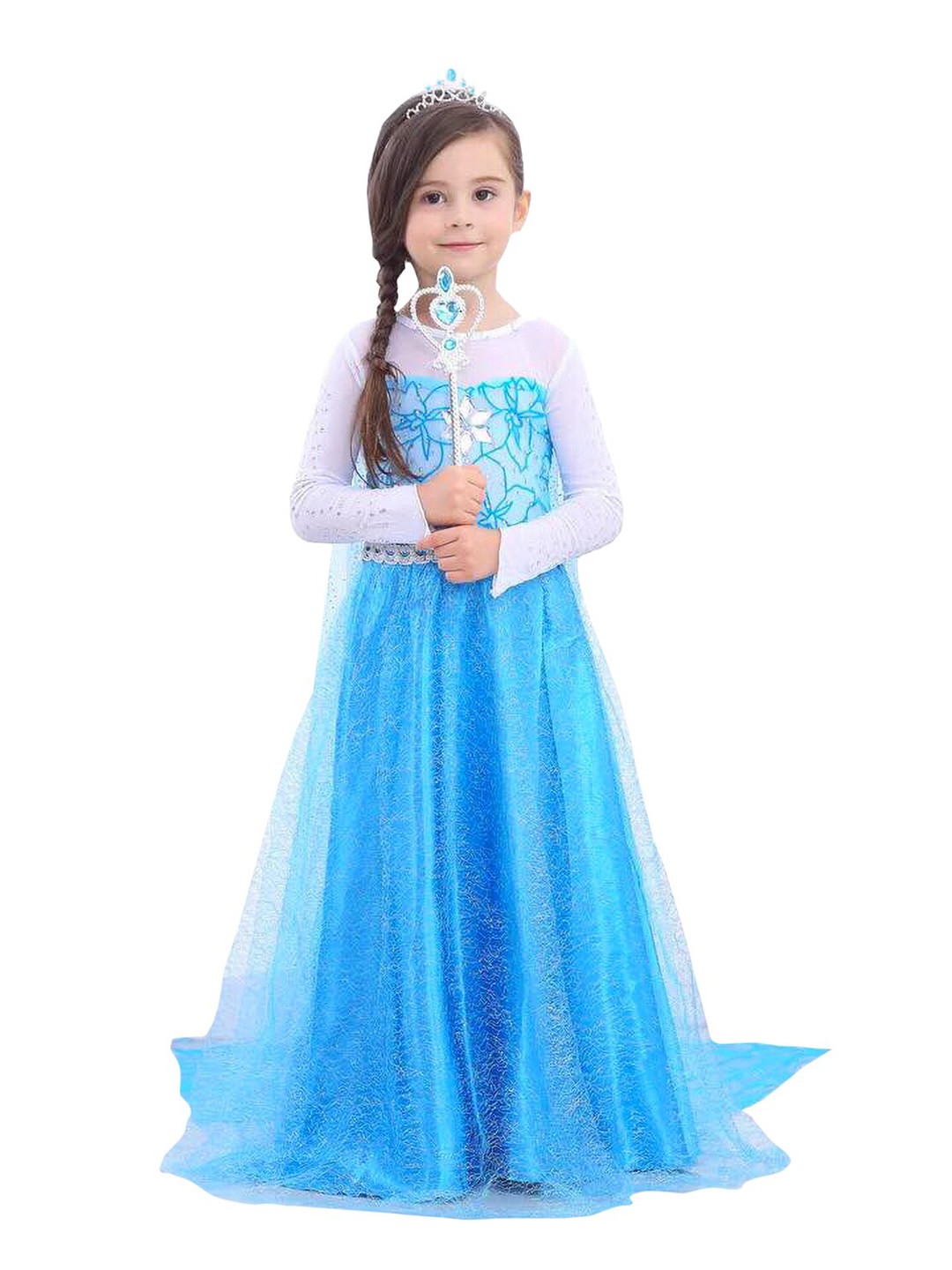 

JENNA Kids-Girls Embellished Frozen Elsa Top with Skirt, Blue