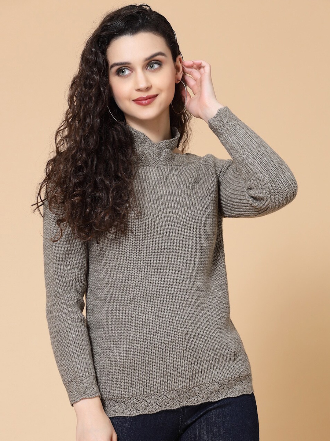 

BAESD Ribbed Cotton Pullover Sweater, Grey