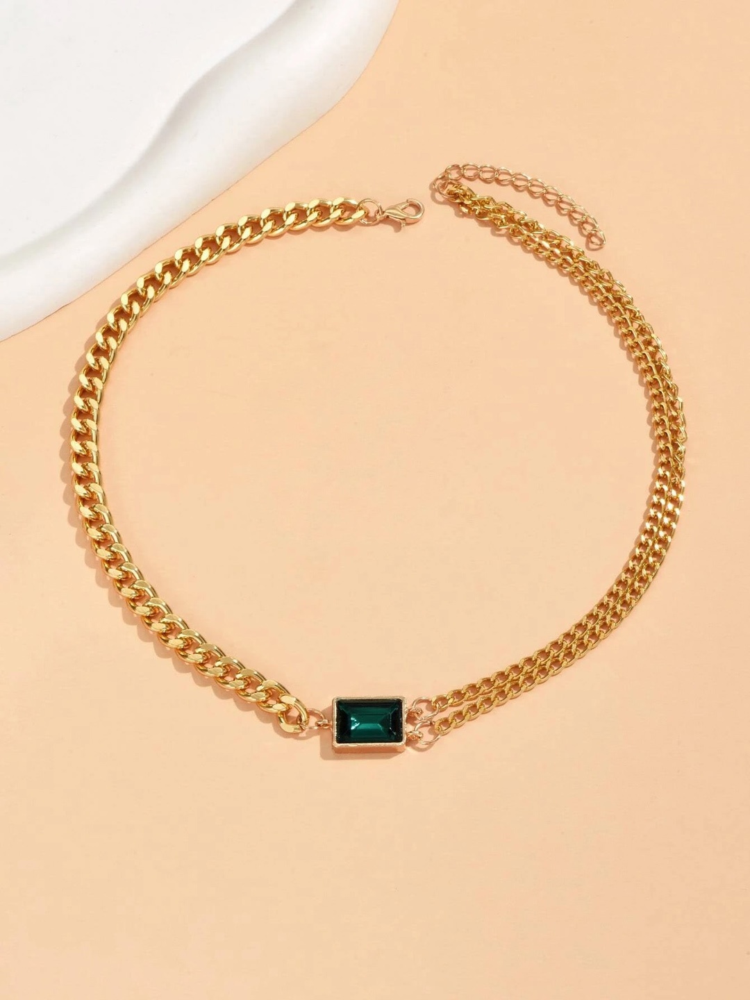

Krelin Gold-Plated Stainless Steel Stone Studded Mixed Chain Choker Necklace