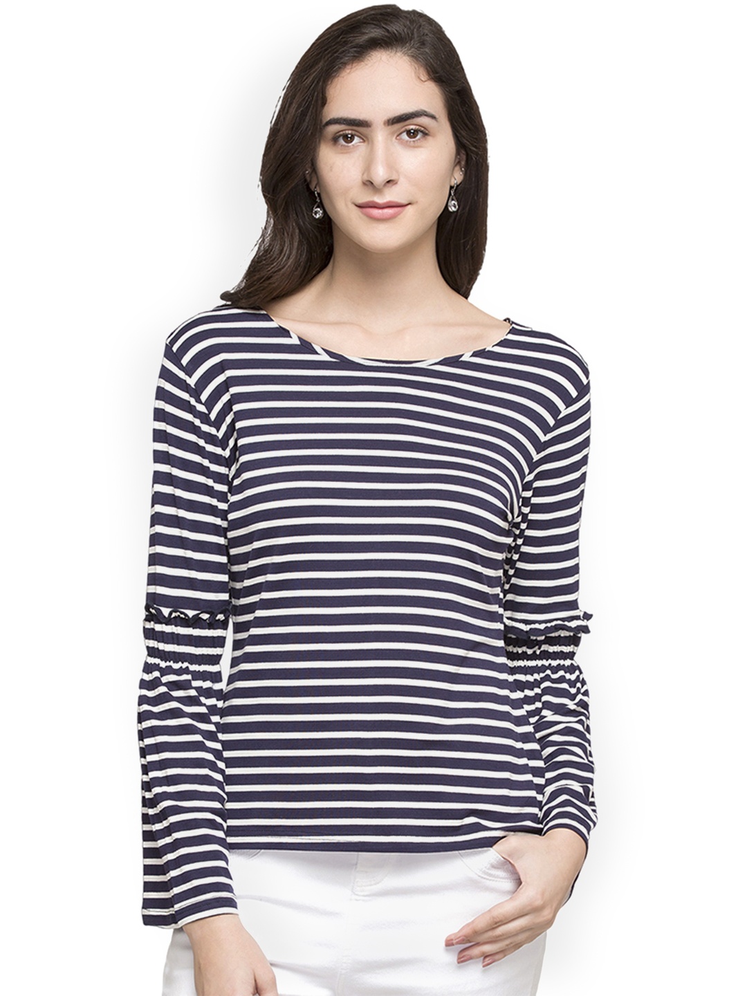 

Globus Women Navy Blue Striped Top