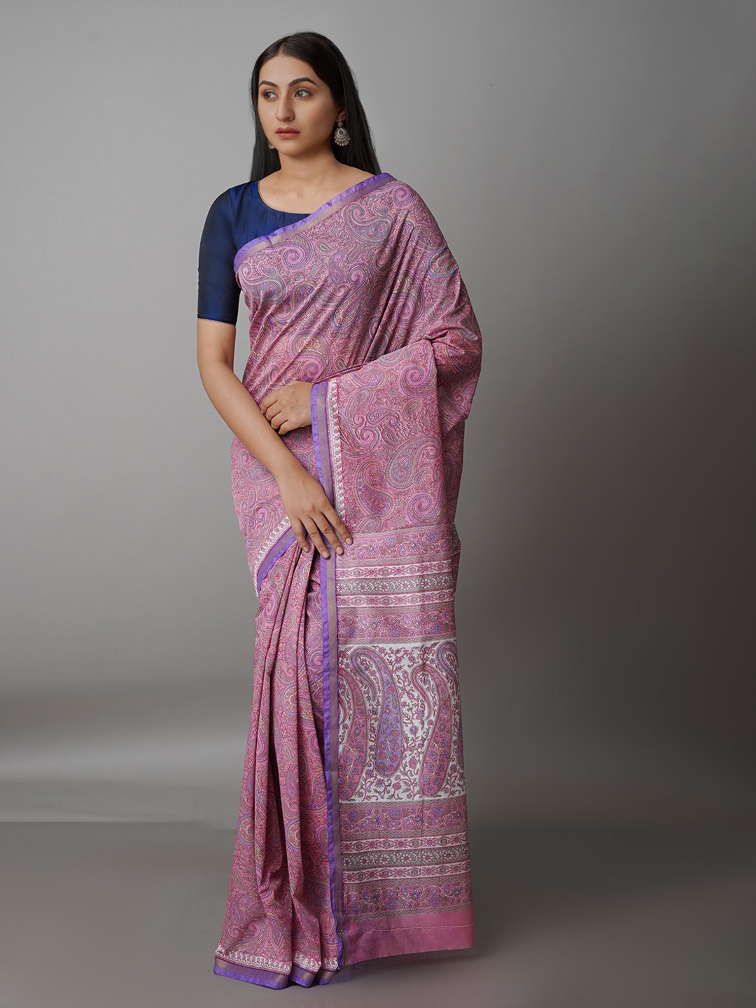 

Unnati Silks Ethnic Motifs Zari Silk Cotton Chanderi Saree, Pink