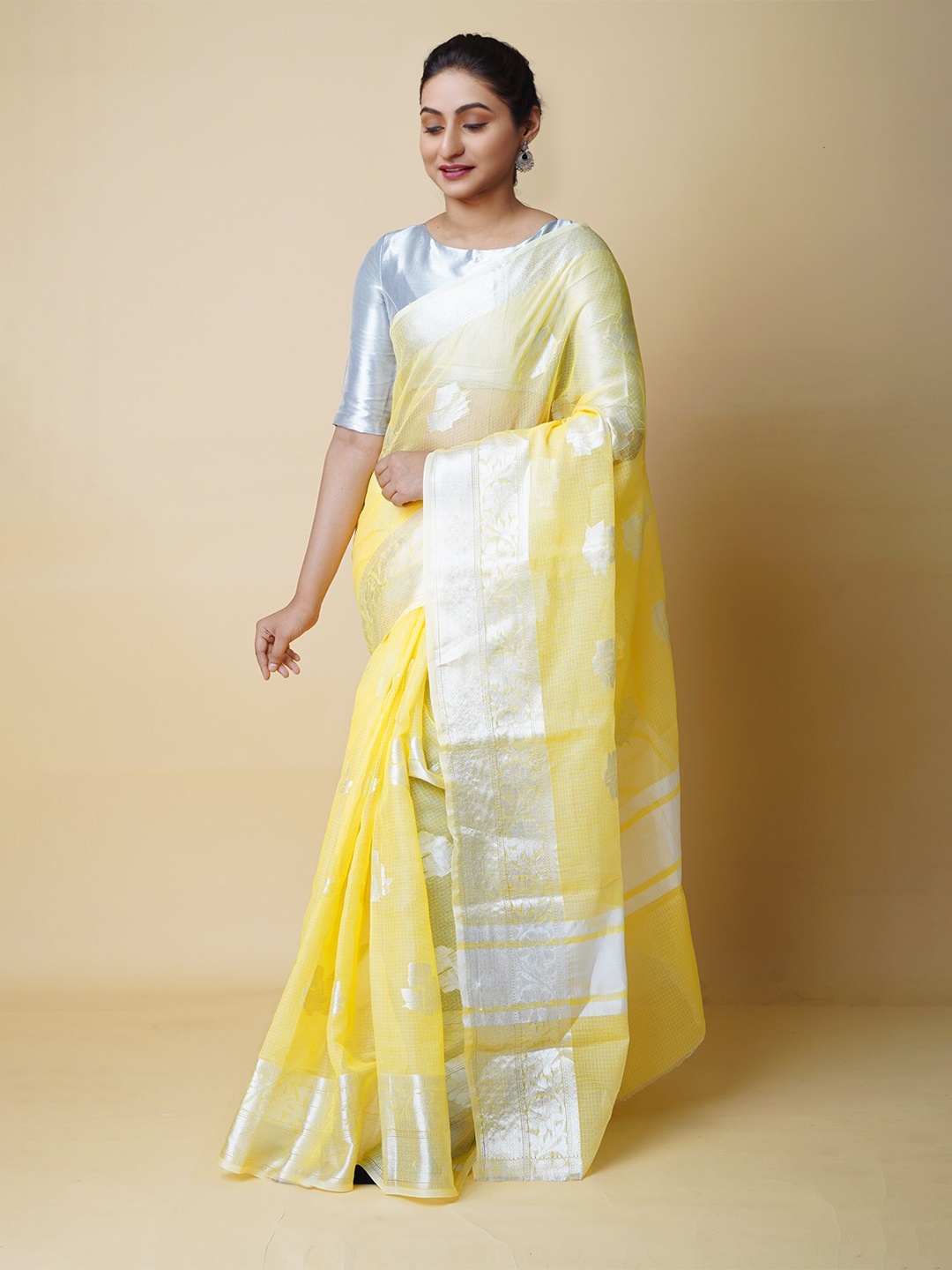 

Unnati Silks Woven Design Pure Cotton Banarasi Saree, Yellow