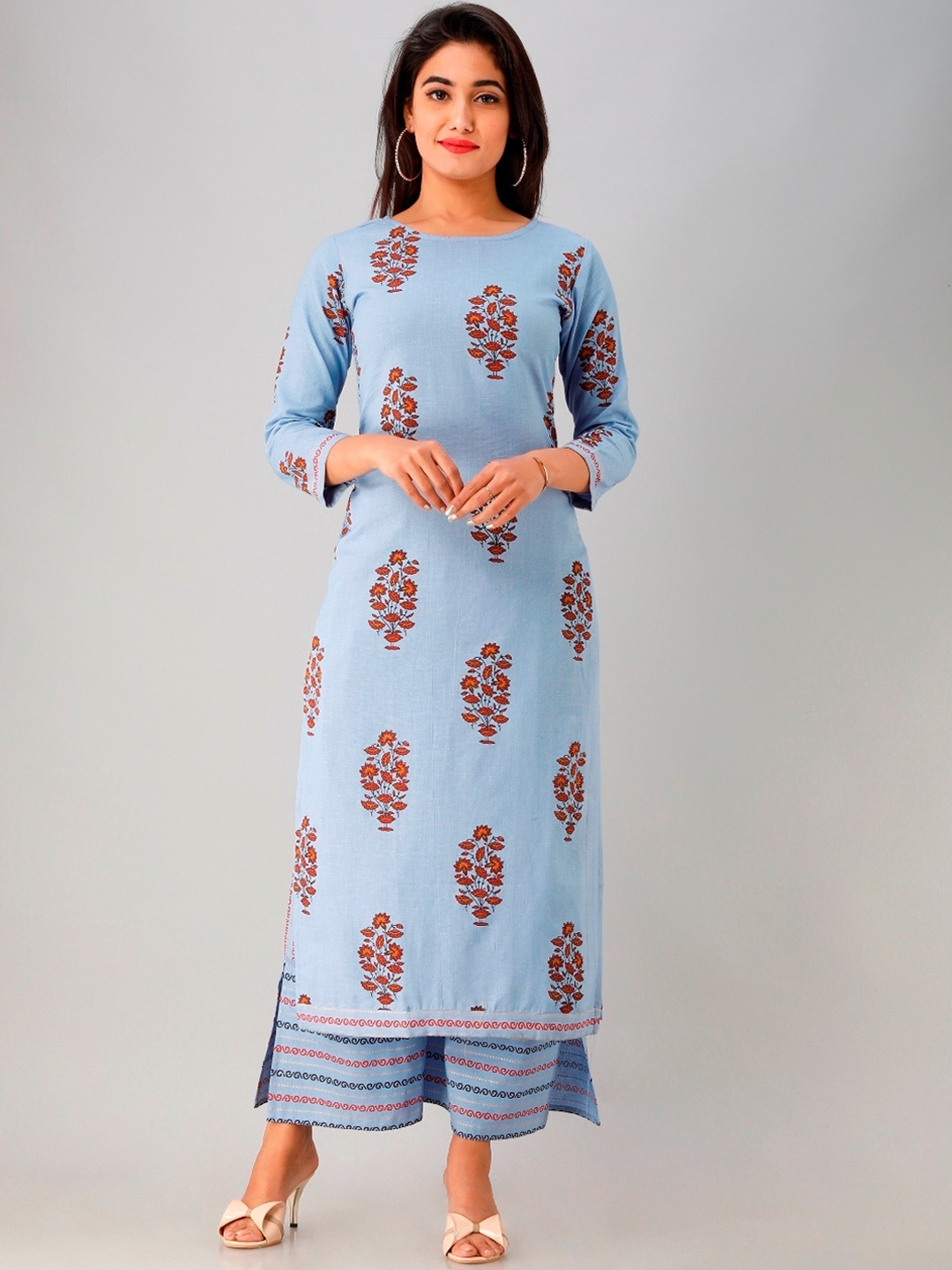 

KALINI Ethnic Motifs Printed Regular Kurta with Palazzos, Blue