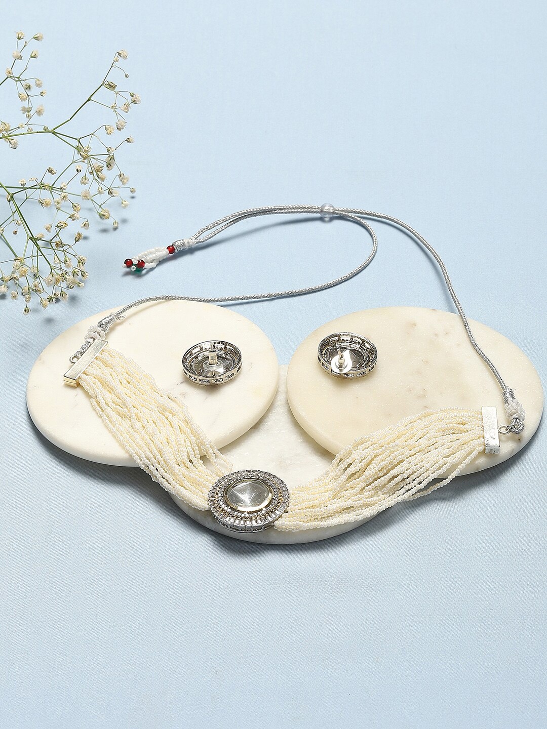 

Biba Silver-Plated Beaded Choker Jewellery Set, White