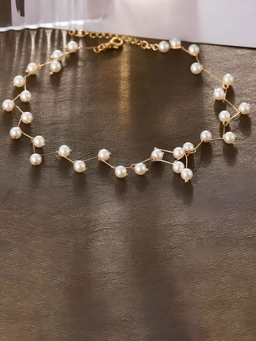

VAGHBHATT Gold-Plated Pearls Choker Necklace