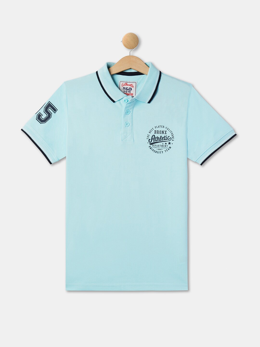 

R&B Boys Cotton Polo Collar T-shirt, Blue