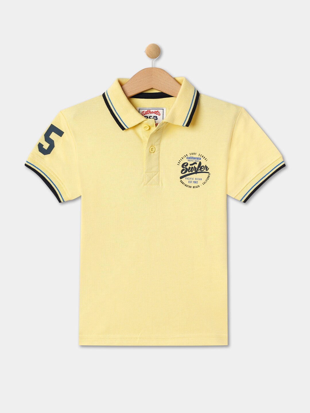 

R&B Boys Cotton Polo Collar T-shirt, Yellow