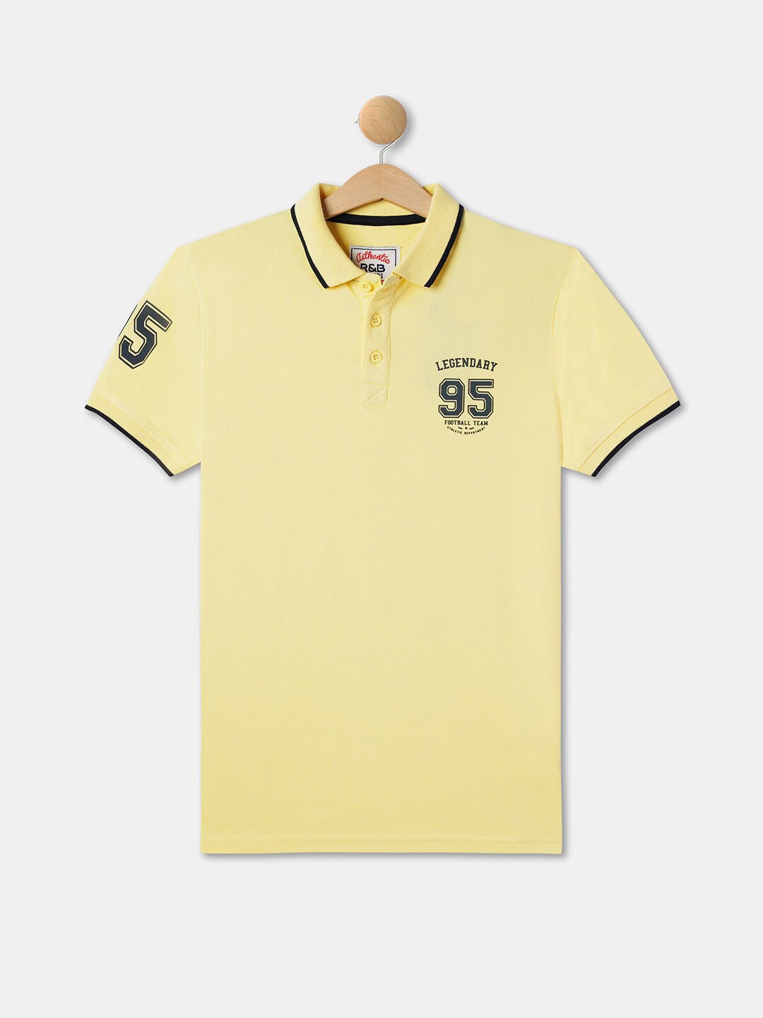 

R&B Boys Cotton Polo Collar T-shirt, Yellow