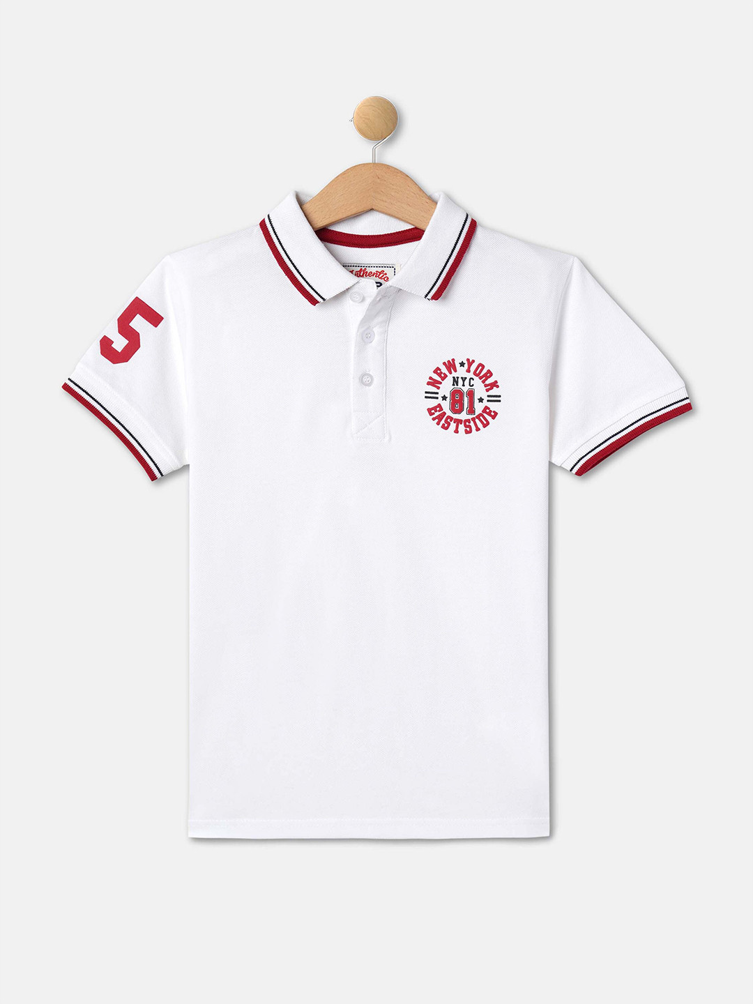

R&B Boys Cotton Polo Collar T-shirt, White