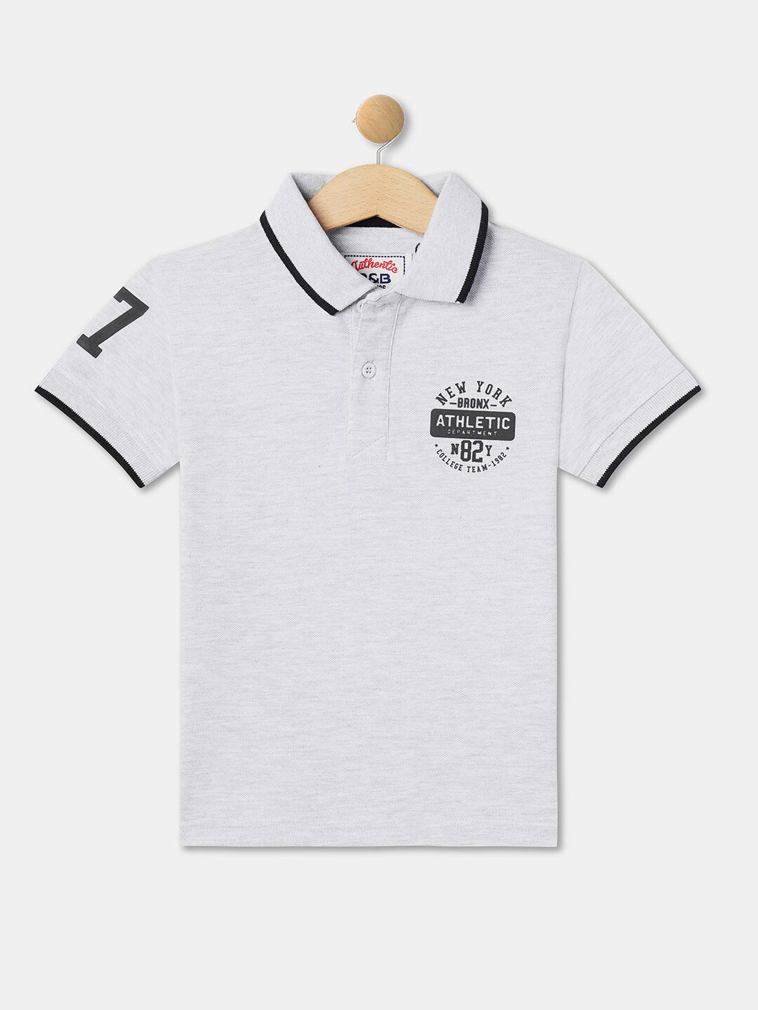 

R&B Boys Polo Collar Cotton T-shirt, Grey