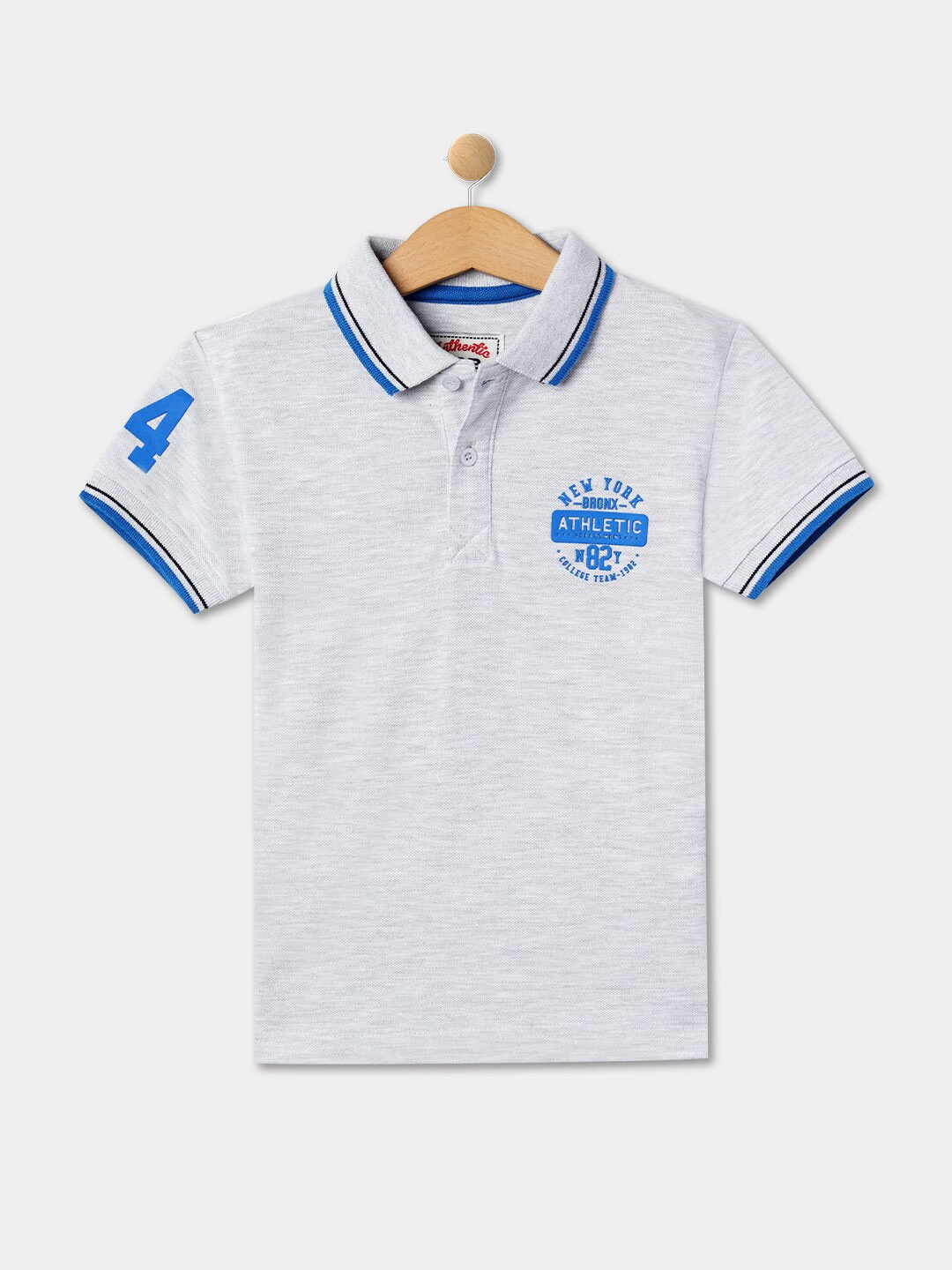 

R&B Boys Polo Collar Cotton T-shirt, Grey