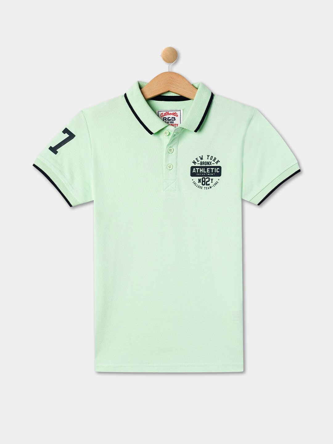 

R&B Boys Polo Collar Cotton T-shirt, Green