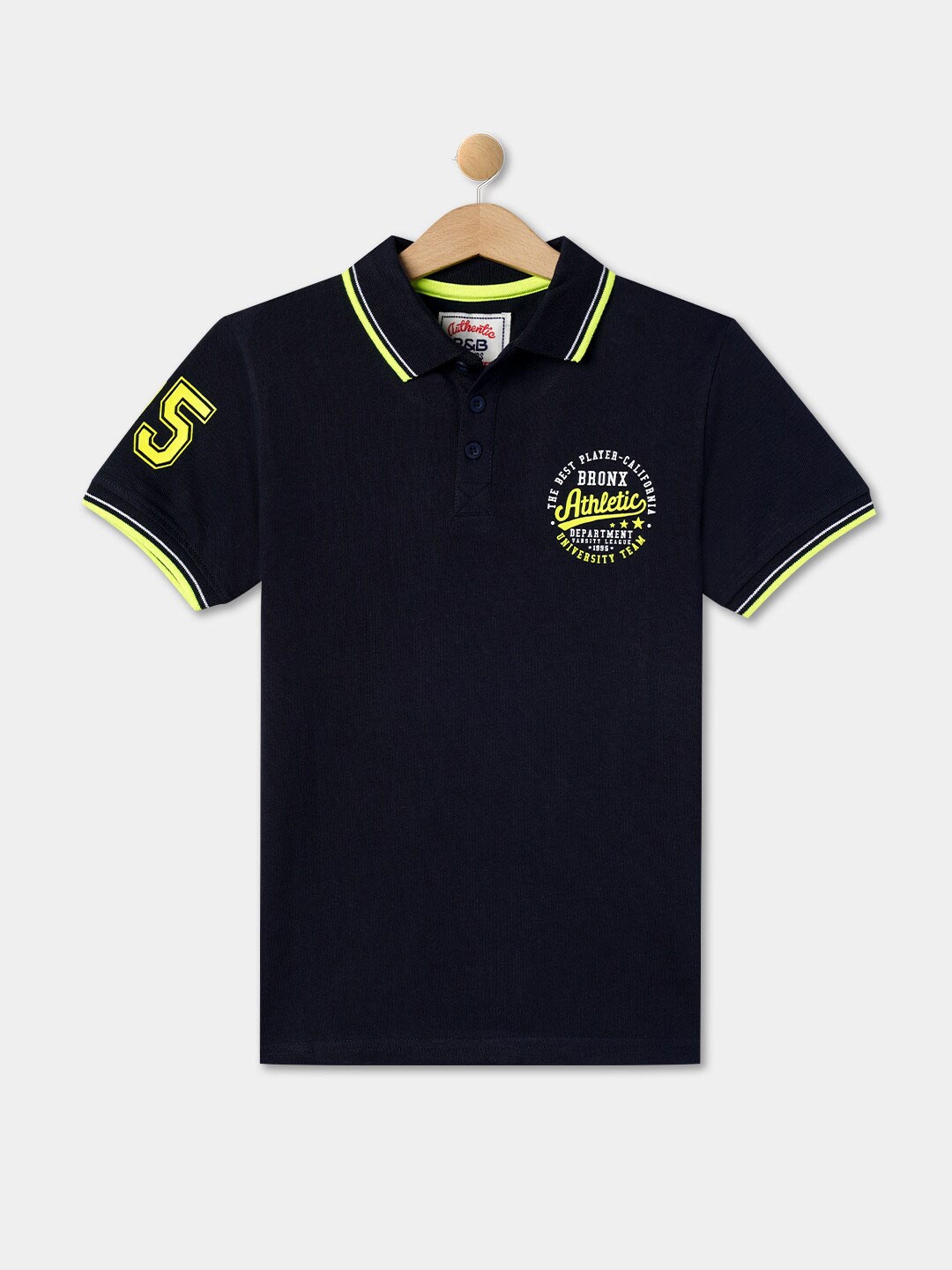 

R&B Boys Polo Collar Cotton T-shirt, Navy blue