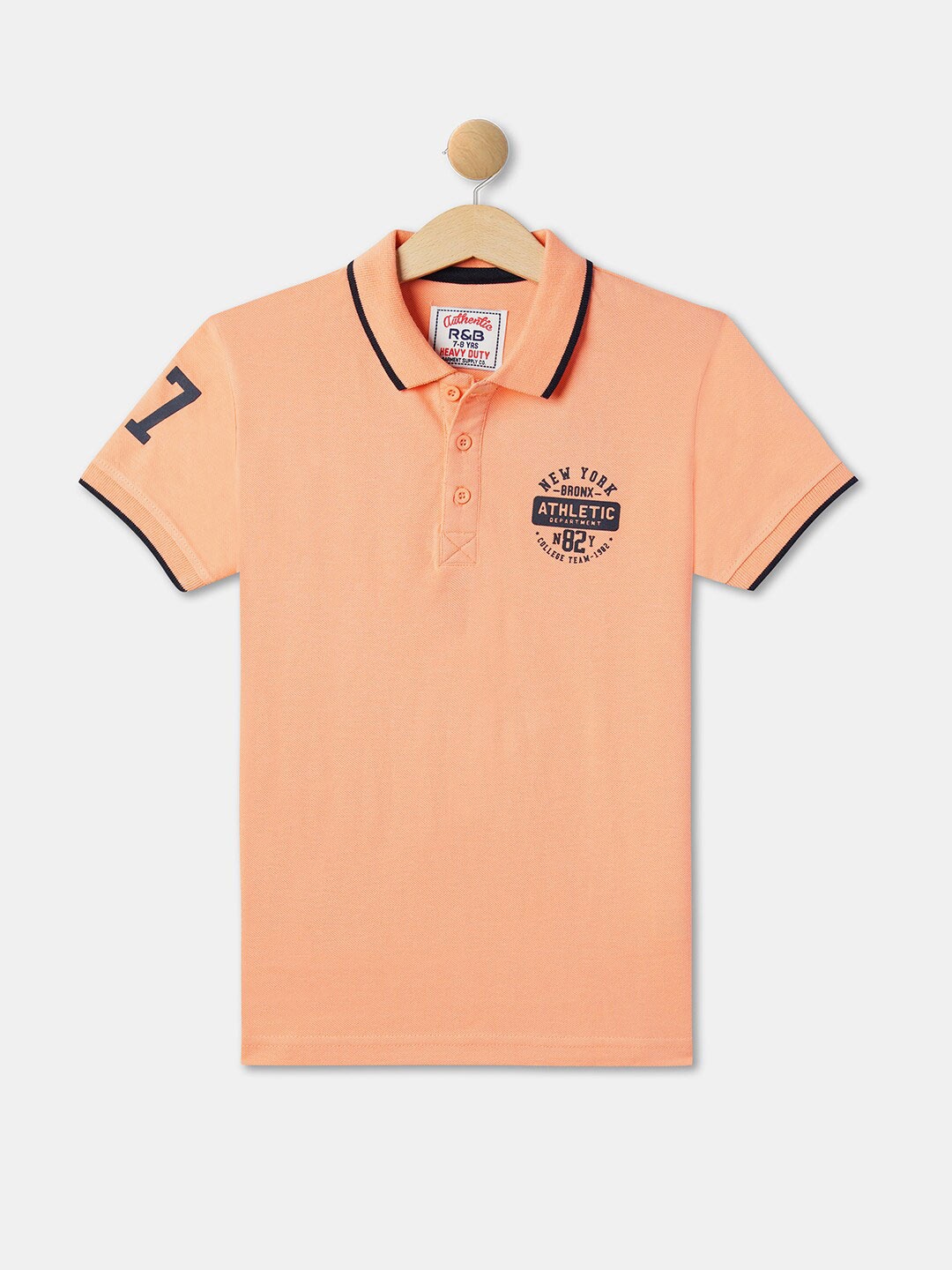 

R&B Boys Polo Collar Cotton T-shirt, Orange