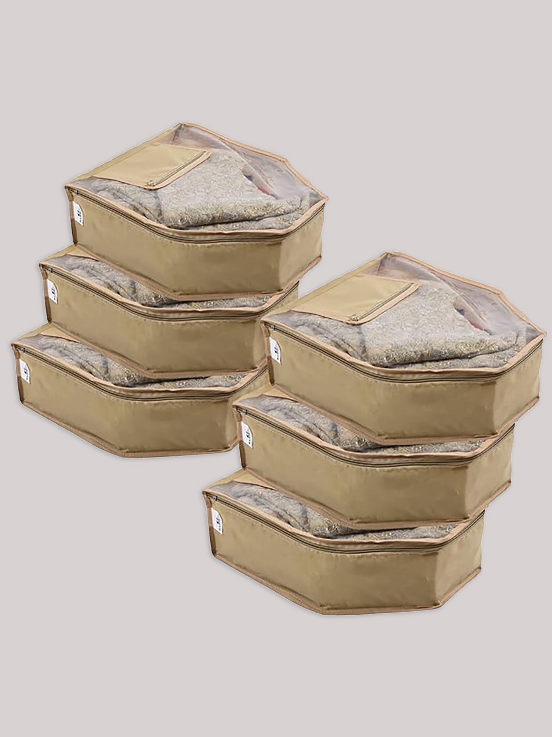 

Kuber Industries 6-Pcs Beige Fabric Blouse Covers
