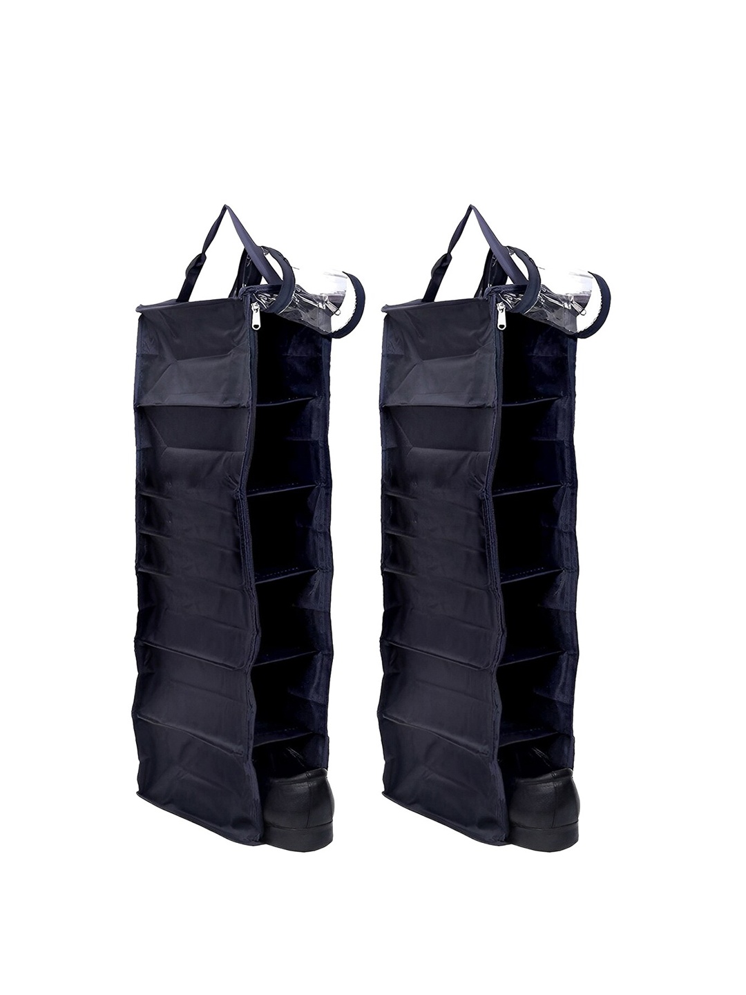 

Kuber Industries Black 2 Pieces Durable 6- Shelf Hanging Shoe Storage Bag Organisers