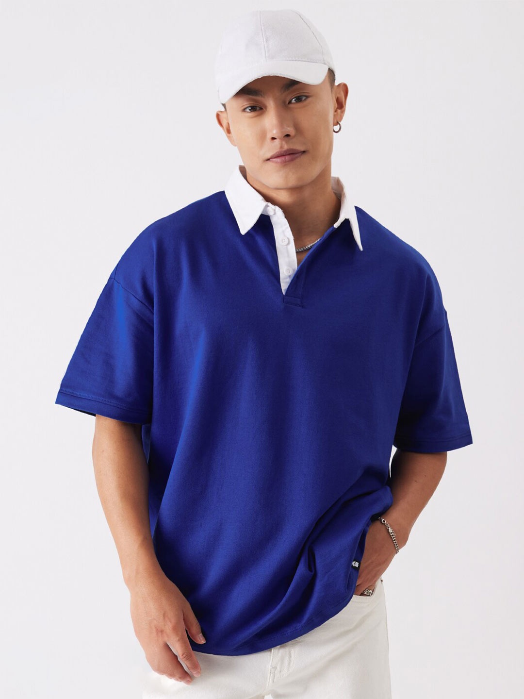 

The Souled Store Polo Collar Pure Cotton T-shirt, Blue