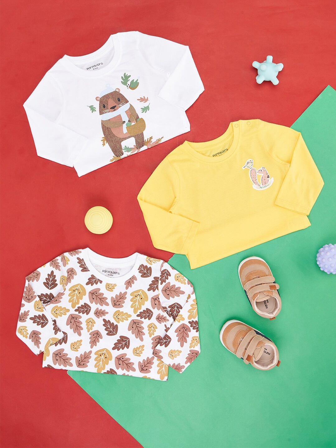 

Pantaloons Baby Infant Boys Pack Of 3 Printed Cotton T-shirts, White