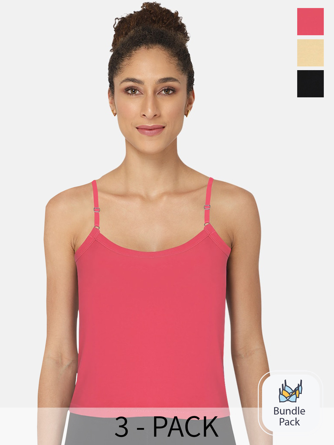 

intimacy LINGERIE Pack Of 3 Lightly Padded Cotton Camisoles, Pink