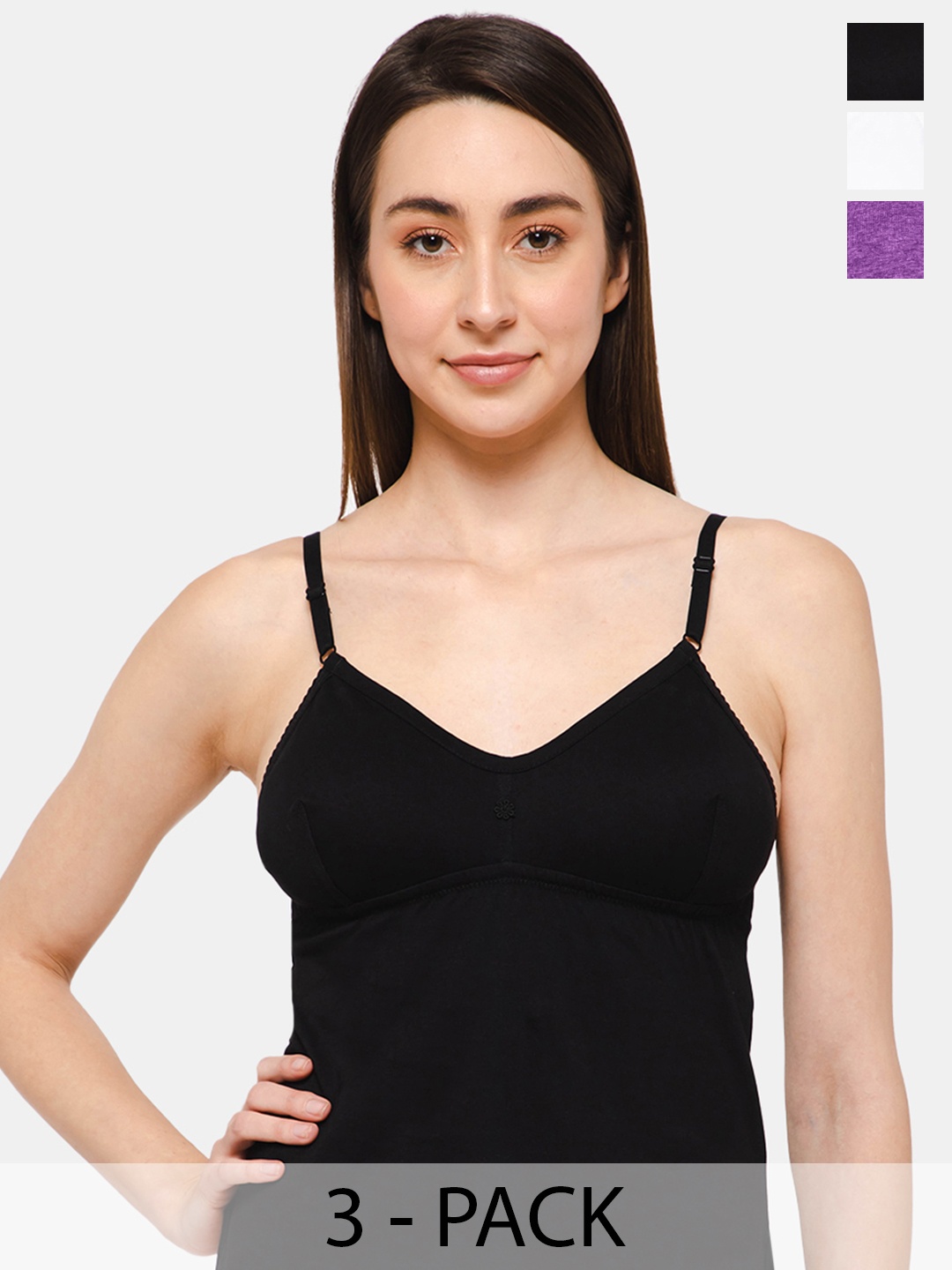 

intimacy LINGERIE Set Of 3 Solid Camisoles, Black