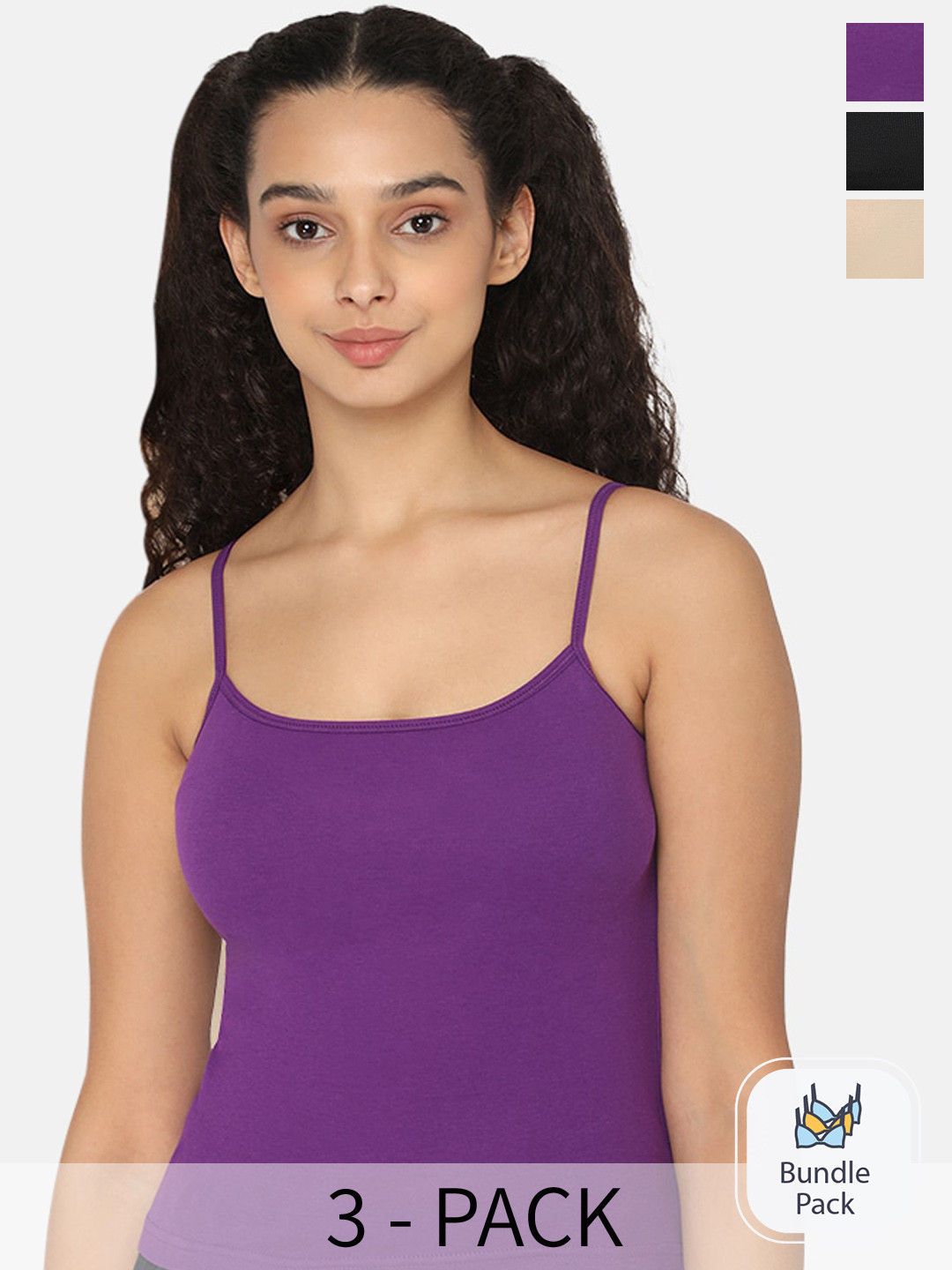 

intimacy LINGERIE Pack Of 3 Cotton Camisoles-C34, Purple