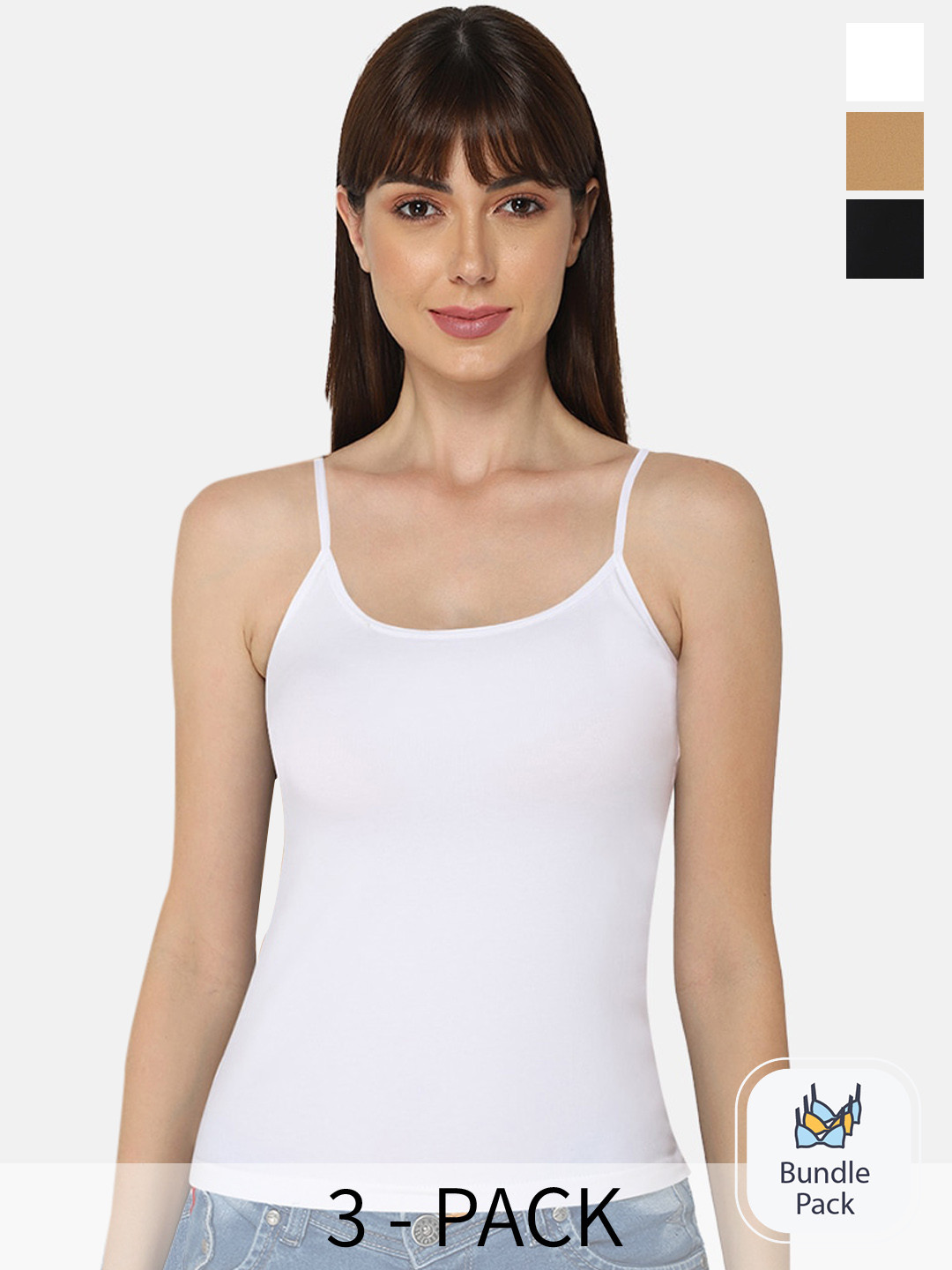 

intimacy LINGERIE Pack Of 3 Lightly Padded Cotton Camisoles, White