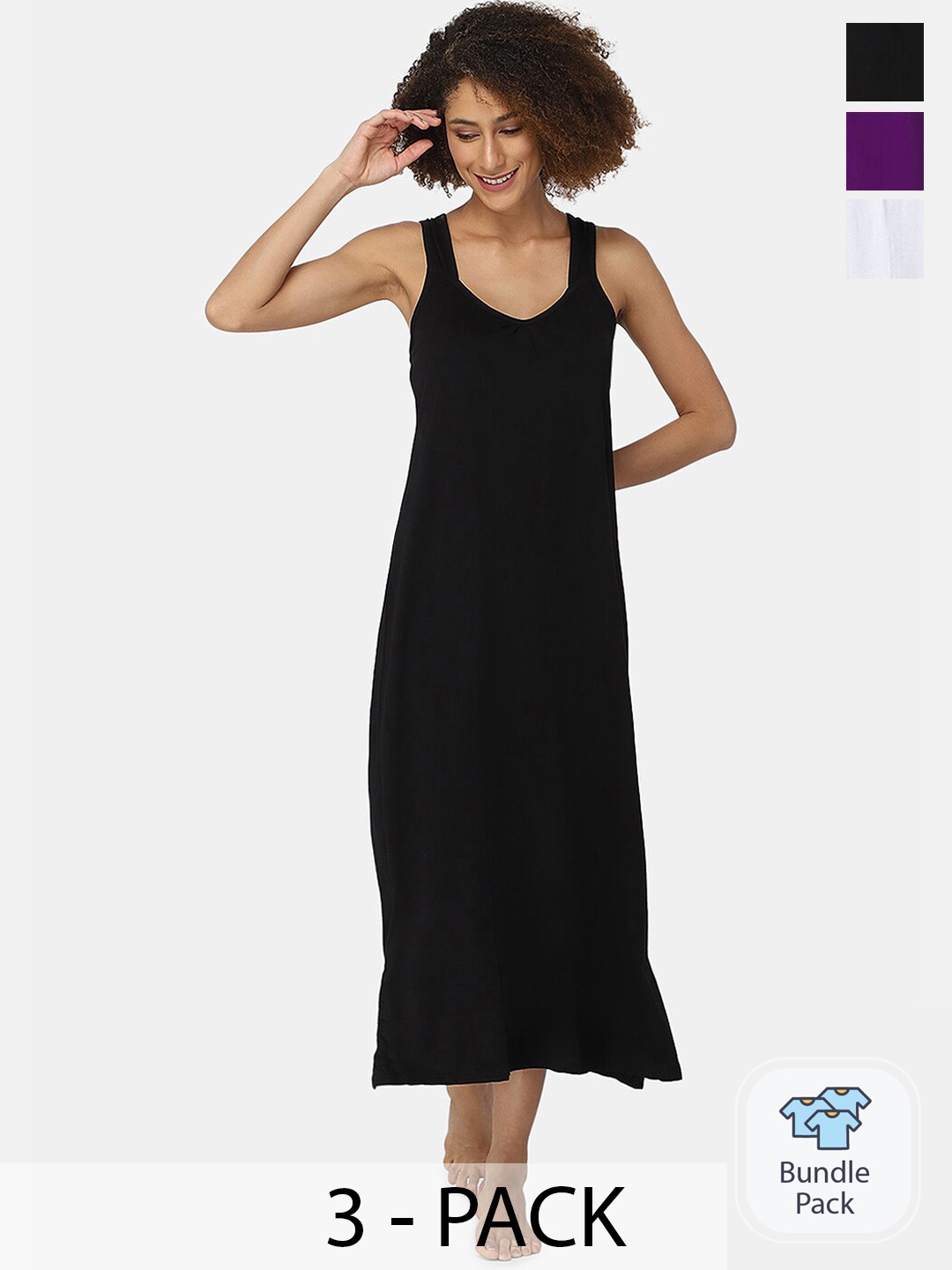 

intimacy LINGERIE Pack Of 3 Cotton Full Slips, Black