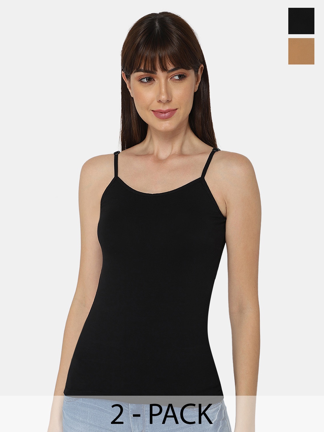 

intimacy LINGERIE Set Of 2 Solid Camisoles, Black