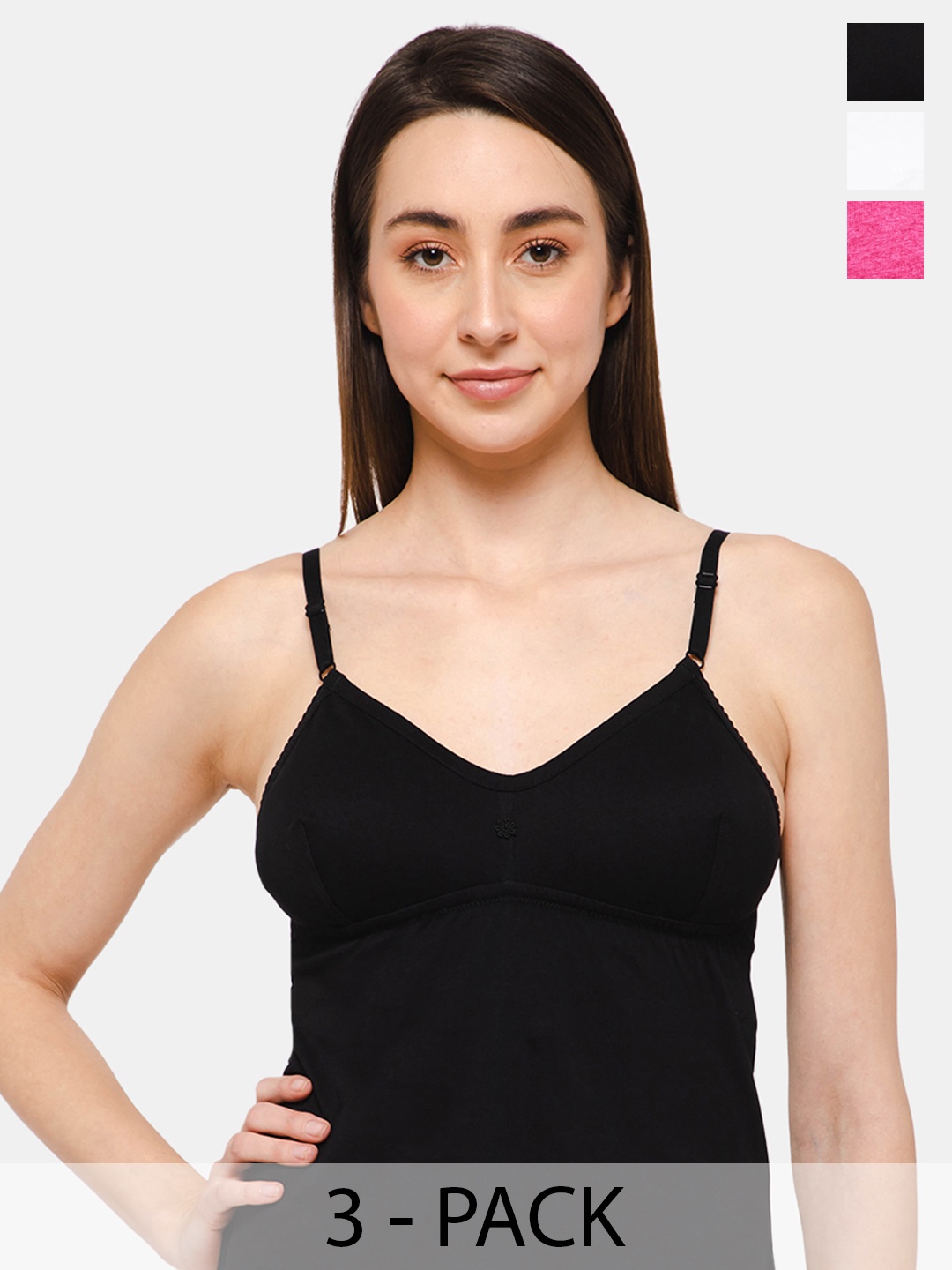 

intimacy LINGERIE Set Of 3 Solid Camisoles, Black