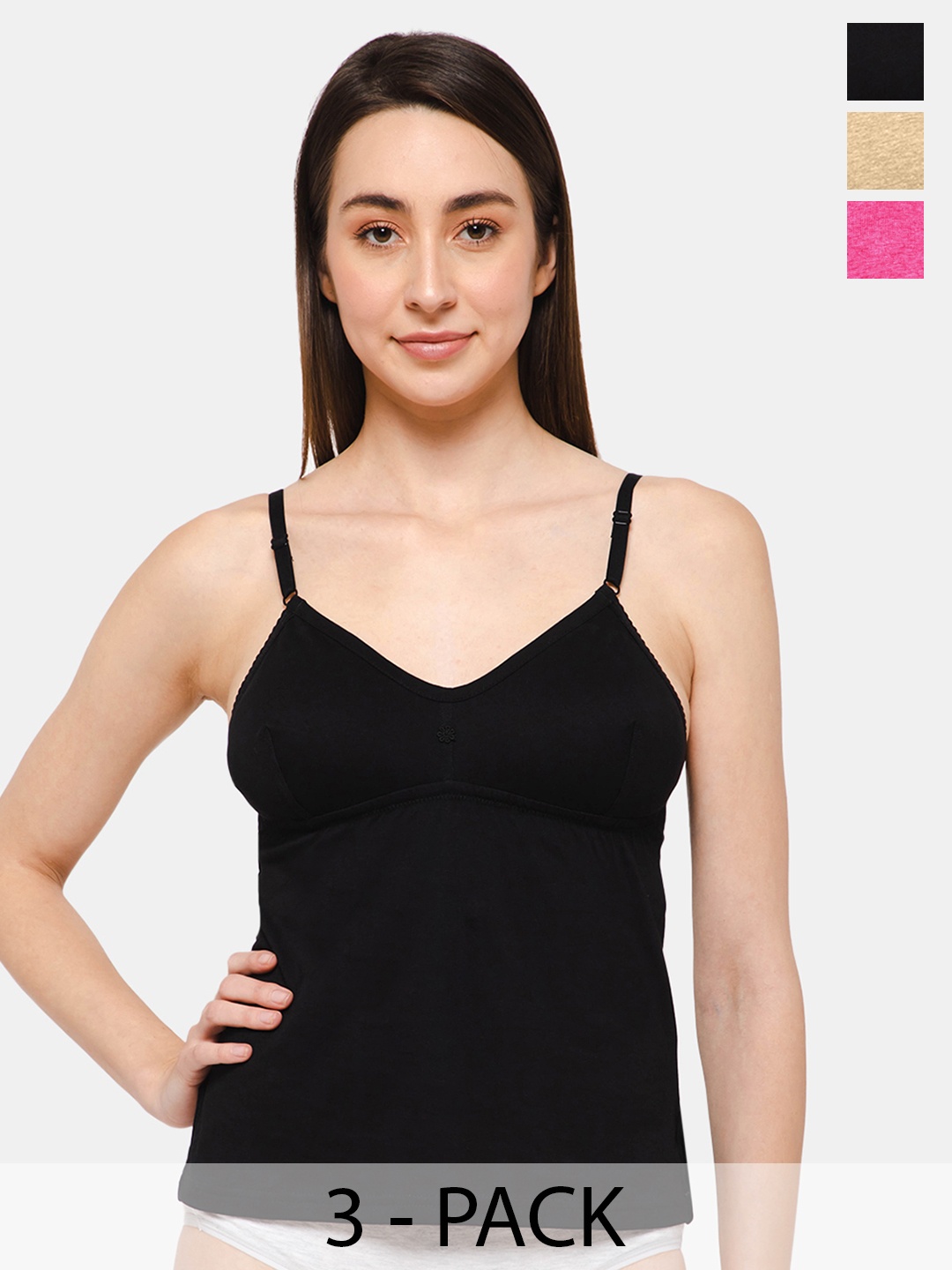 

intimacy LINGERIE Set Of 3 Solid Camisoles, Black
