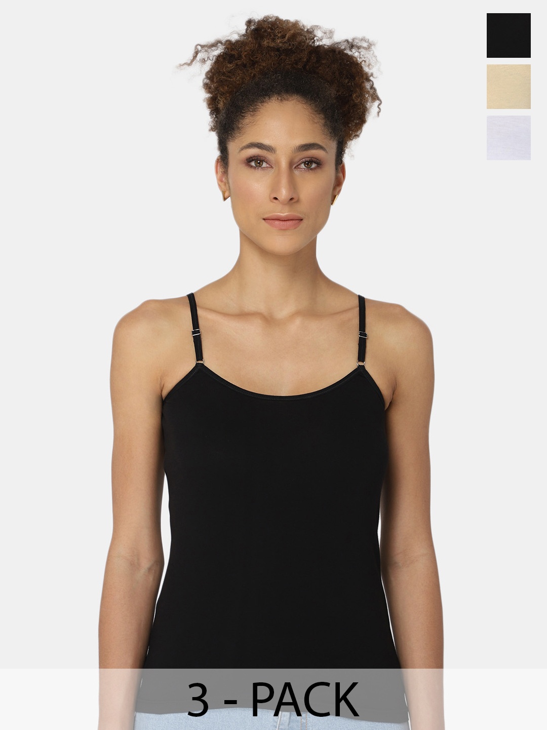 

intimacy LINGERIE Set Of 3 Solid Camisoles, Black