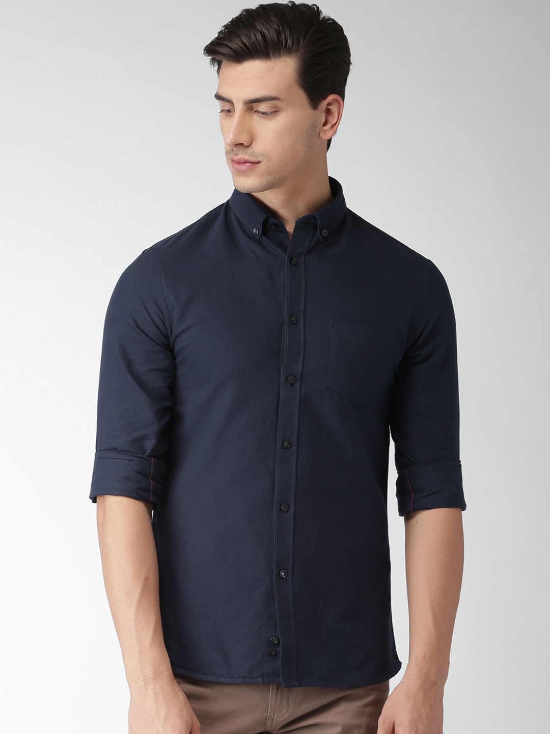 

Celio Men Navy Blue Slim Fit Solid Casual Shirt