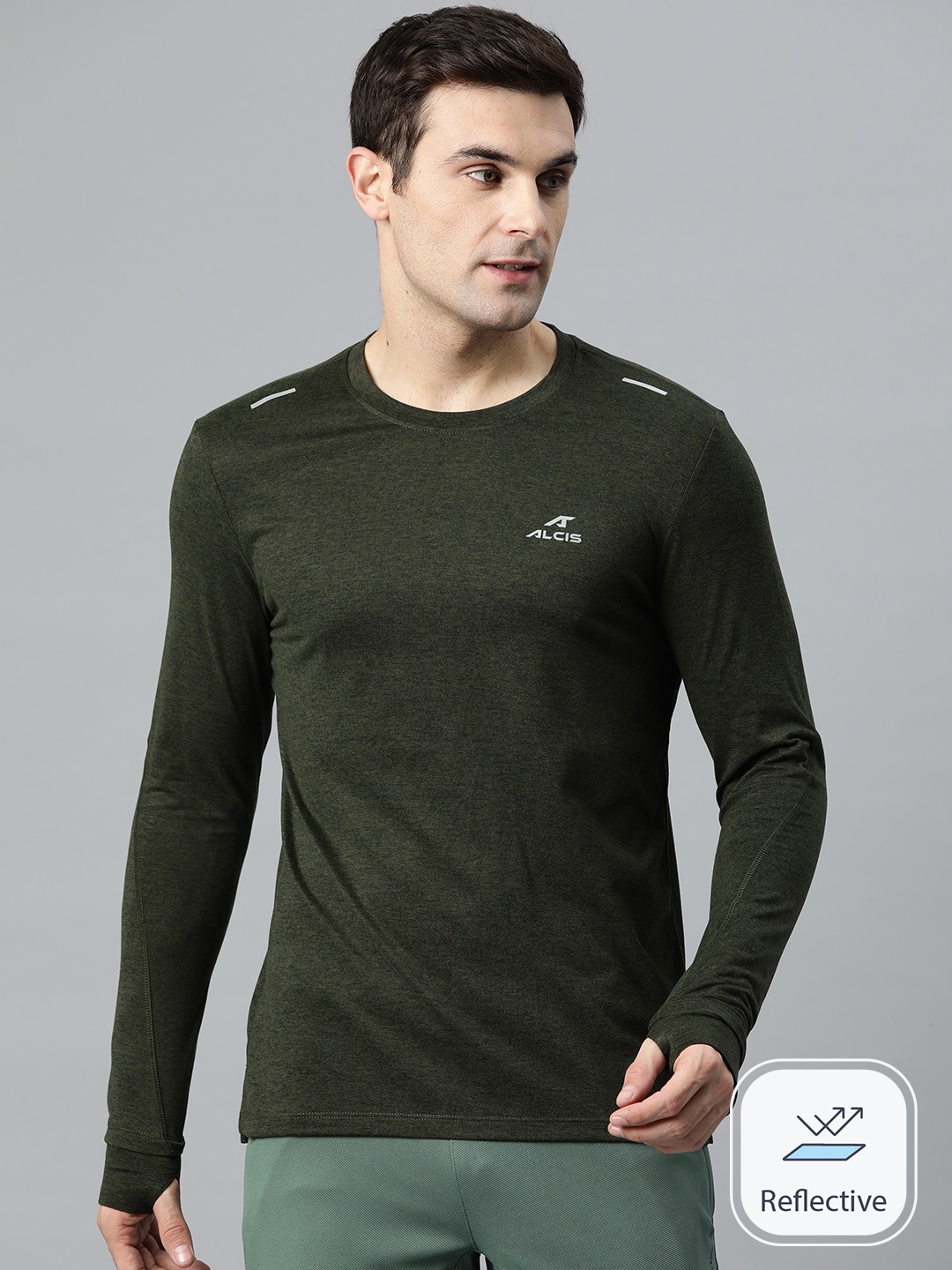 

Alcis Men Solid Dry Tech Slim Fit T-shirt, Olive