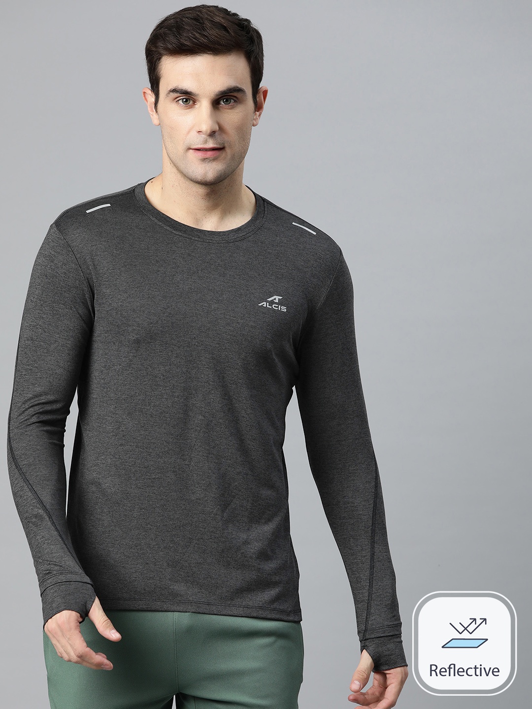 

Alcis Men Solid Dry Tech Slim Fit T-shirt, Grey