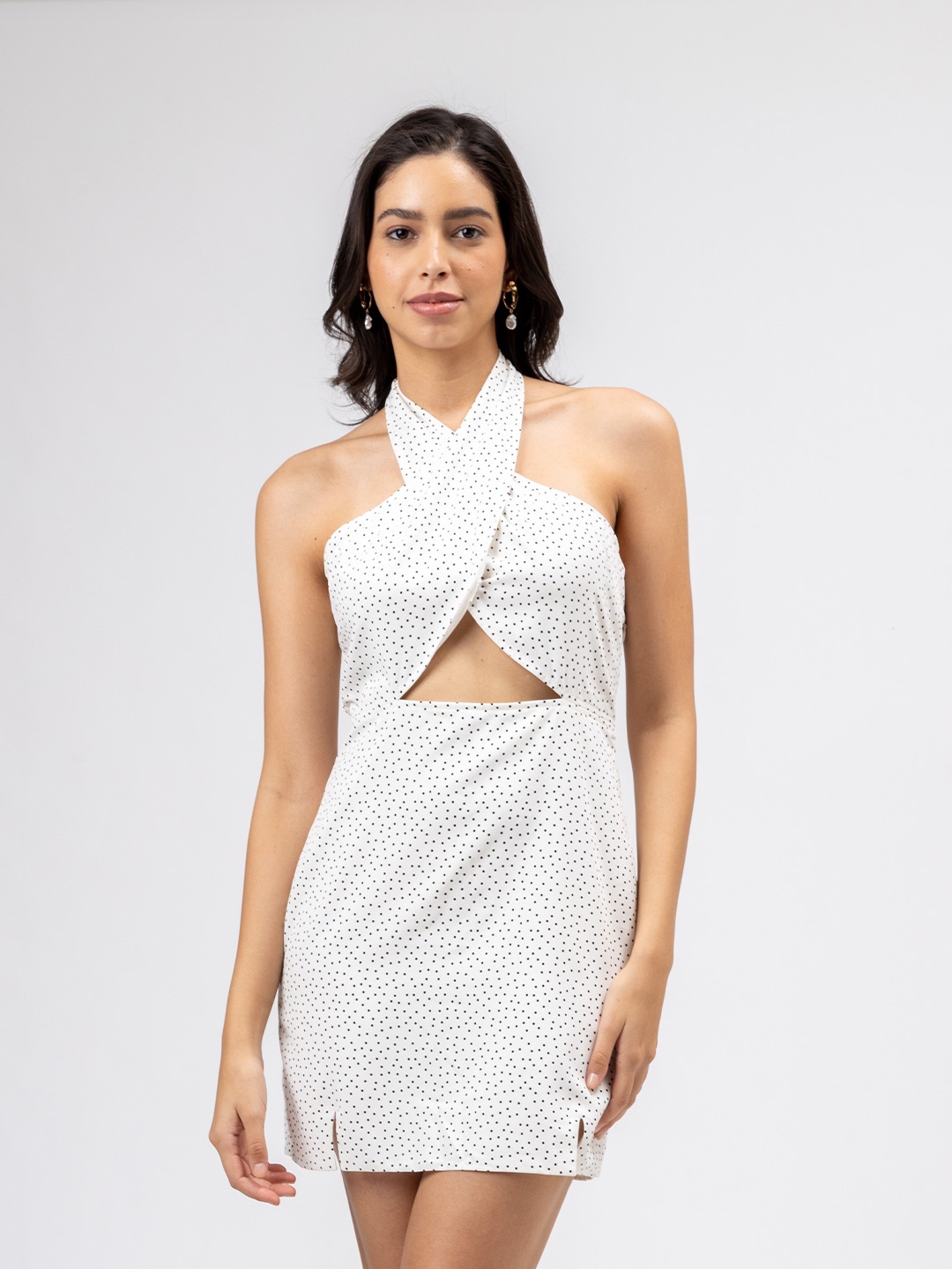 

H&M Halterneck Polka Dress, White